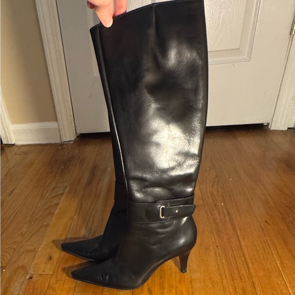 Sergio Rossi Black Leather Stilleto Heeled Knee High Boots Made In Italy Sz 35.5 - Picture 5 of 8